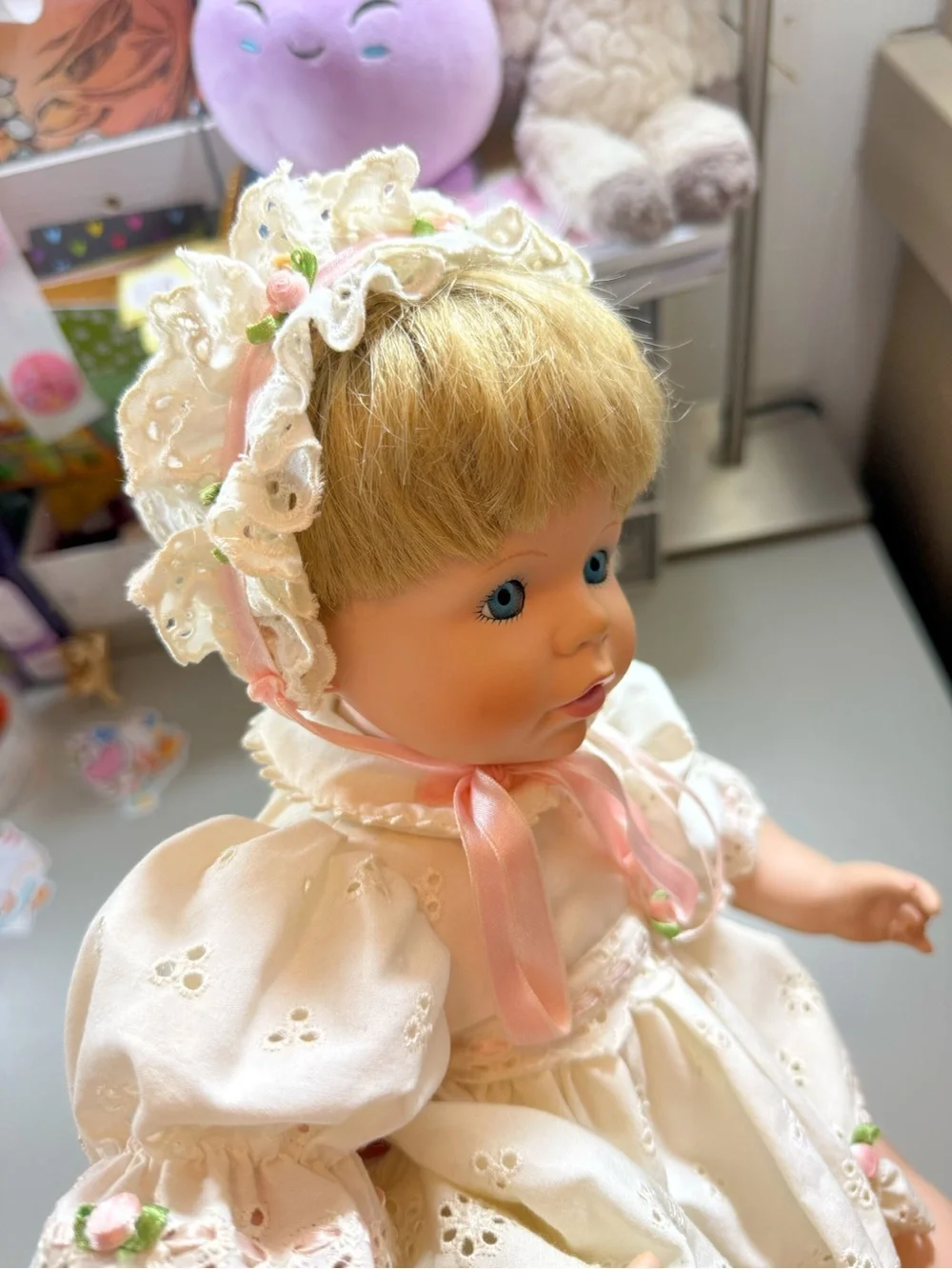 Jennifer Porcelain Doll Baby Girl Blonde Blue Eyes Susan Wakeen Danbury 1991 EUC